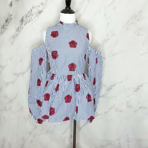Romeo & Juliet Couture Cold Shoulder Striped Top